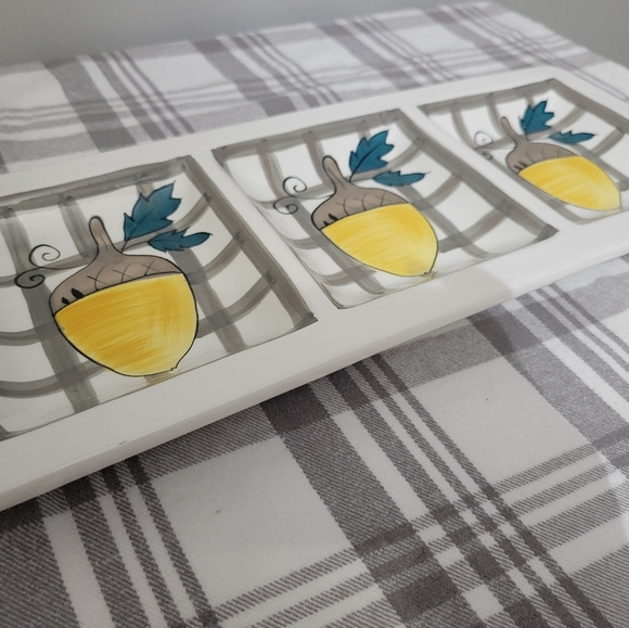 Magnolia Lane Collection "Thankful" Three Section Divider Serving Tray Platter - Picture 3 of 5